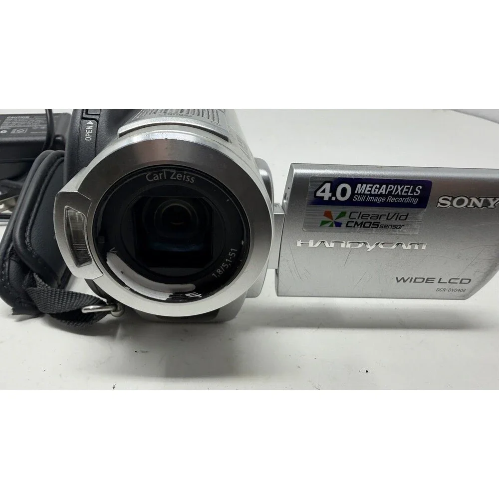 Sony Handycam DCR-DVD408 Carl Zeiss DVD Camcorder Tested Works! +Battery/Charger